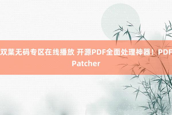 双葉无码专区在线播放 开源PDF全面处理神器！PDFPatcher